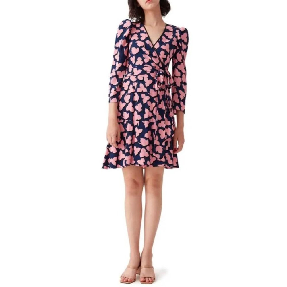 Diane Von Furstenburg Charlene Puff Sleeve Mini Dress Sz XL